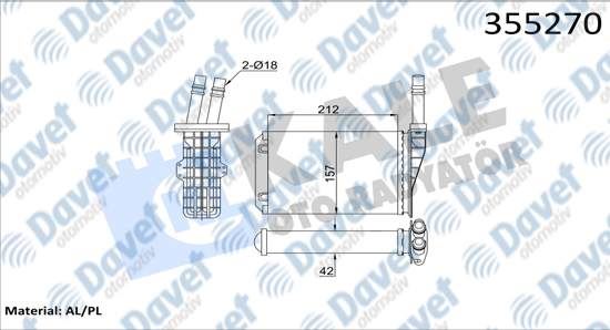KALE 355270 Kalorifer Radyatoru Renault Espace Iii 2.0 2.2dci 3.0 98> (Borulu) (Mekanik) (212x157x42)